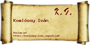 Komlóssy Iván névjegykártya