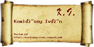 Komlóssy Iván névjegykártya